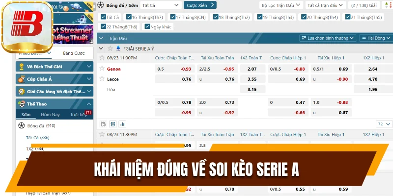 Soi Kèo Serie A - Bí Quyết Cược Thắng Từ Chuyên Gia Bsport 6 Khái niệm đúng về soi kèo Serie A