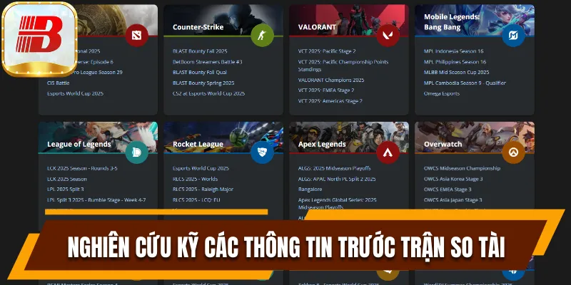 Top 5 Giải Đấu Esport Giúp Bạn Thực Hiện Giấc Mơ Làm Giàu 8 Nghiên cứu kỹ các thông tin trước trận so tài